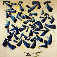 Haga click para ver la imagen ampliada 1955_15_blue horns_ design for a scarf 1955.jpg